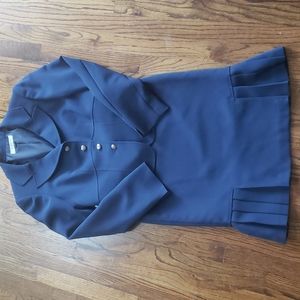 Navy blue pleated skirt and blazer